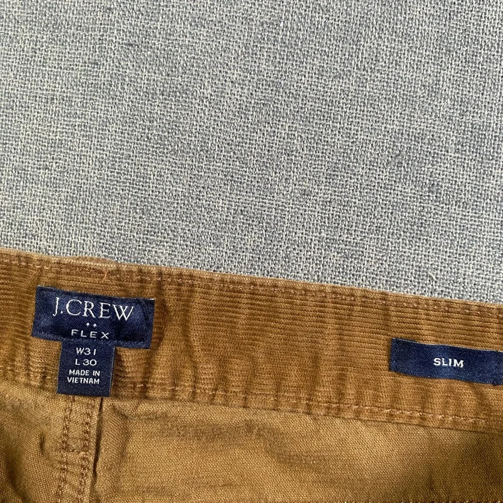 J. Crew Flex Slim Fit Brown Corduroy Pants Men 31x30 Pinwale Stretch Lightweight